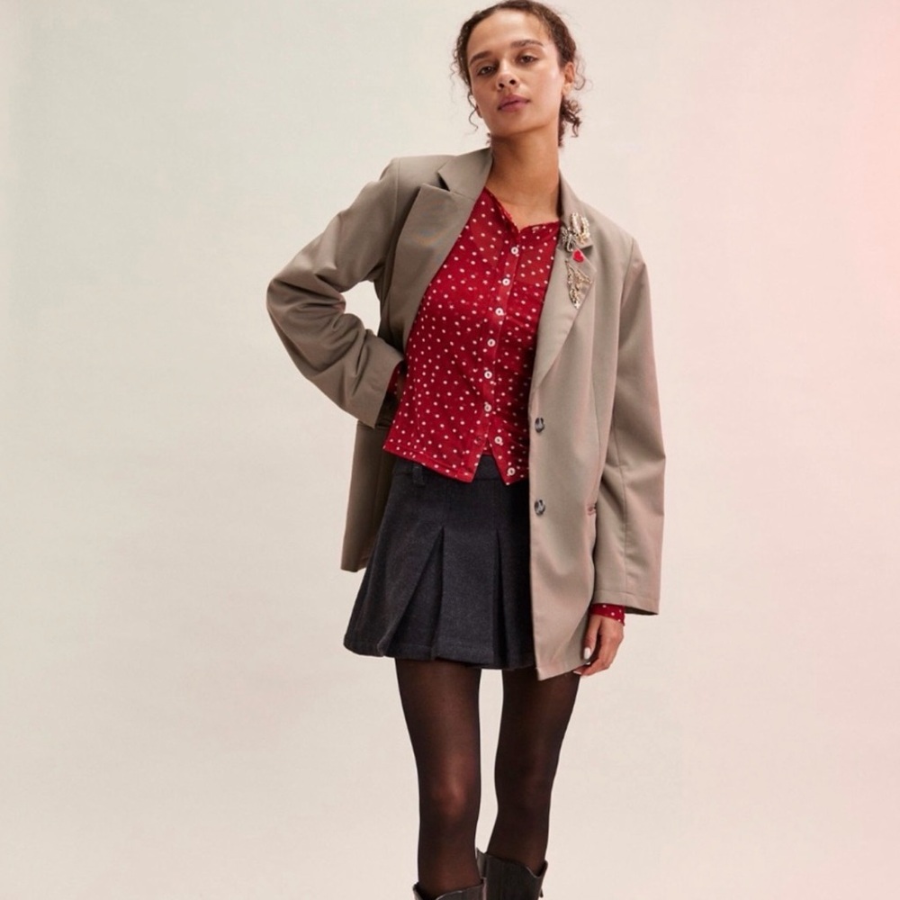 Free People Twosie For One Mesh Top Set in Berry Combo Polka Dot/Star Print Sz L - Picture 3 of 10